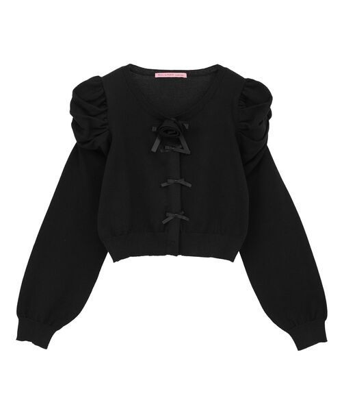 Maison de FLEUR（メゾンドフルール）の「ローズニットカーディガン（カーディガン/ボレロ・レディース・ブラック/ライトピンク・FREE）」の19枚目の写真