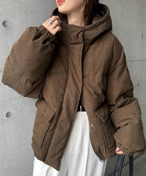 コーデュロイ(素材)」に該当するレディースのダウンジャケット/コート