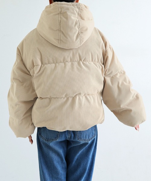 andme（アンドミー）の「細コーデュロイ中綿ダウンジャケット（ダウンジャケット/コート・レディース・ブラウン/カーキ系/ライトベージュ/チャコールグレー・M/MS）」の17枚目の写真
