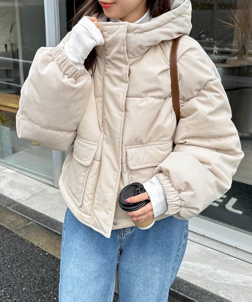 セール】細コーデュロイ中綿ダウンジャケット（ダウンジャケット