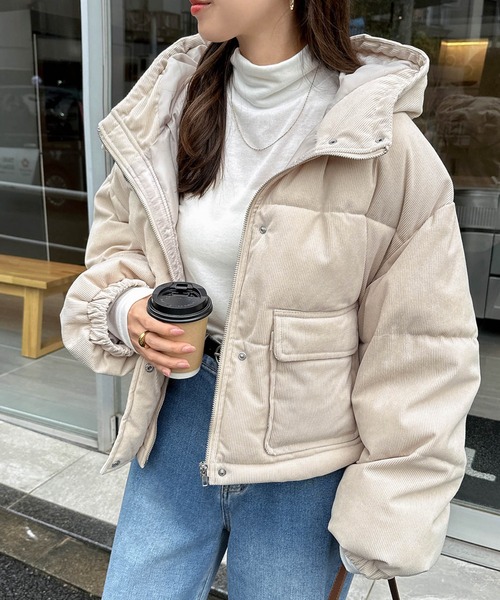 セール】細コーデュロイ中綿ダウンジャケット（ダウンジャケット