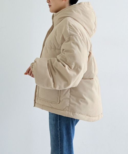 andme（アンドミー）の「細コーデュロイ中綿ダウンジャケット（ダウンジャケット/コート・レディース・ブラウン/カーキ系/ライトベージュ/チャコールグレー・M/MS）」の13枚目の写真