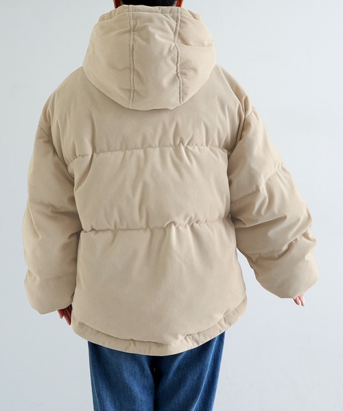 andme（アンドミー）の「細コーデュロイ中綿ダウンジャケット（ダウンジャケット/コート・レディース・ブラウン/カーキ系/ライトベージュ/チャコールグレー・M/MS）」の14枚目の写真