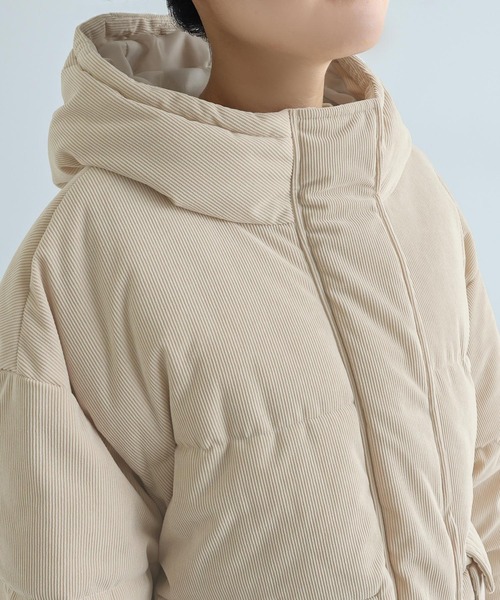 andme（アンドミー）の「細コーデュロイ中綿ダウンジャケット（ダウンジャケット/コート・レディース・ブラウン/カーキ系/ライトベージュ/チャコールグレー・M/MS）」の18枚目の写真