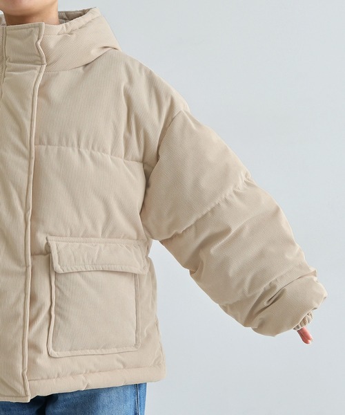 andme（アンドミー）の「細コーデュロイ中綿ダウンジャケット（ダウンジャケット/コート・レディース・ブラウン/カーキ系/ライトベージュ/チャコールグレー・M/MS）」の20枚目の写真