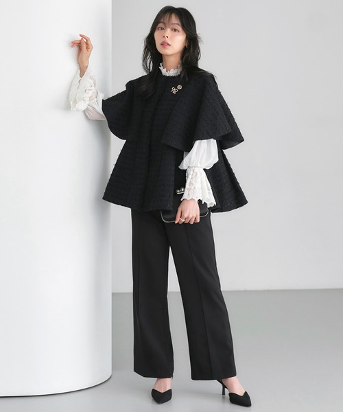 セール】ツイード ケープ ジャケット ＆ 選べる パンツ セットアップ
