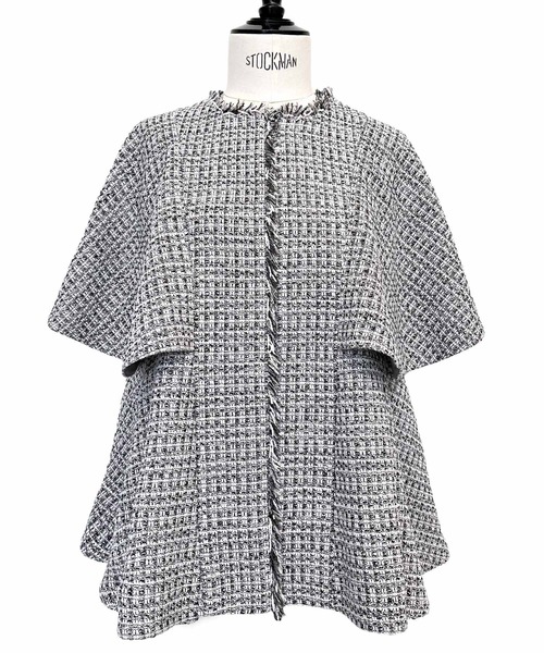 【最終値下げ!!】ツイード セットアップ 90s スーツ フレア ブーツカット セール】ツイード ケープ ジャケット ＆ 選べる パンツ セットアップ