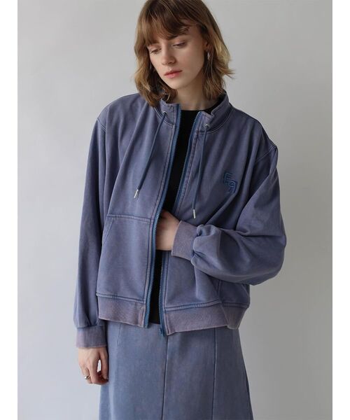:ETHROF(イーサオブ)の「HIGH-NECK LOGO SWEAT JACKET(スウェット・レディース・ブラック/ブルー・MEDIUM)」の4枚目の写真
