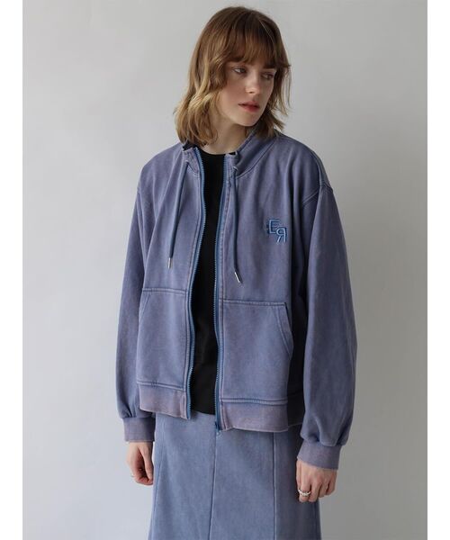 :ETHROF(イーサオブ)の「HIGH-NECK LOGO SWEAT JACKET(スウェット・レディース・ブラック/ブルー・MEDIUM)」の5枚目の写真