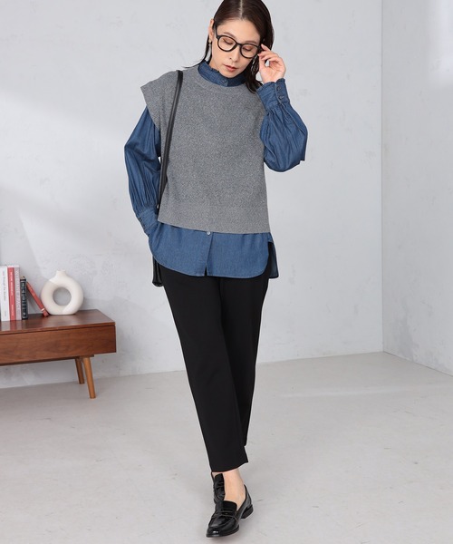 GALLORIA(ギャローリア)の「着心地楽々 ポンチタックテーパードパンツ(その他パンツ・レディース・ダークブラウン/モカ/ブラック・M/S/LL/L)」の7枚目の写真