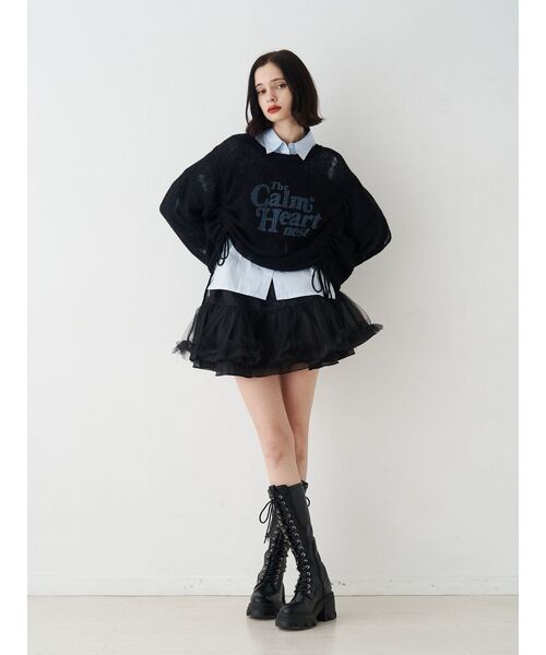 jouetie（ジュエティ）の「ギャザーシアーダメージニット（ニット/セーター・レディース・ブラック/ブルー/ボルドー/アイボリー・MEDIUM）」の21枚目の写真