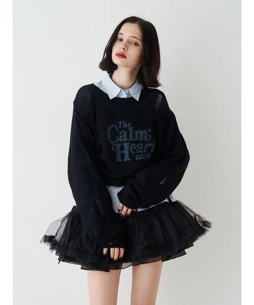 jouetie（ジュエティ）の「ギャザーシアーダメージニット（ニット/セーター・レディース・ブラック/ブルー/ボルドー/アイボリー・MEDIUM）」の18枚目の写真