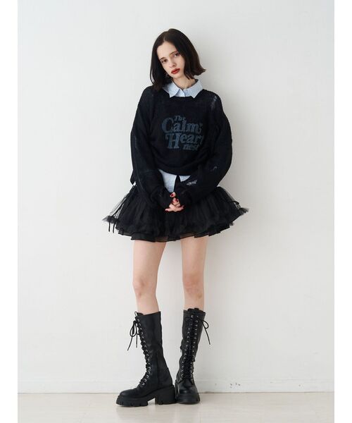 jouetie（ジュエティ）の「ギャザーシアーダメージニット（ニット/セーター・レディース・ブラック/ブルー/ボルドー/アイボリー・MEDIUM）」の19枚目の写真