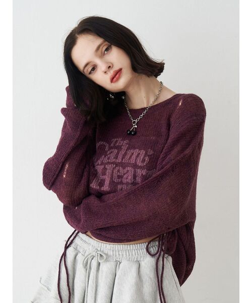 jouetie（ジュエティ）の「ギャザーシアーダメージニット（ニット/セーター・レディース・ブラック/ブルー/ボルドー/アイボリー・MEDIUM）」の22枚目の写真