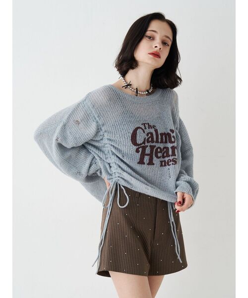 jouetie（ジュエティ）の「ギャザーシアーダメージニット（ニット/セーター・レディース・ブラック/ブルー/ボルドー/アイボリー・MEDIUM）」の6枚目の写真