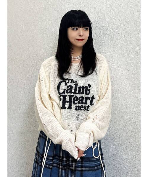 jouetie（ジュエティ）の「ギャザーシアーダメージニット（ニット/セーター・レディース・ブラック/ブルー/ボルドー/アイボリー・MEDIUM）」の13枚目の写真