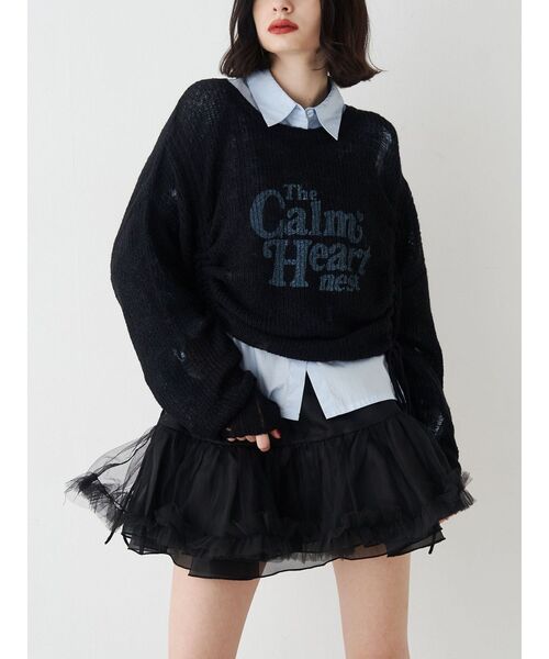 jouetie（ジュエティ）の「ギャザーシアーダメージニット（ニット/セーター・レディース・ブラック/ブルー/ボルドー/アイボリー・MEDIUM）」の17枚目の写真