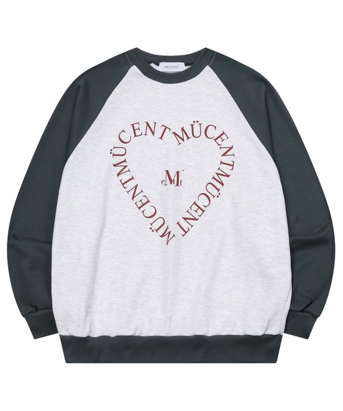 MUCENT（ムセント）の「◇MUCENT◇ブランド直輸入正規品/MUCENT ハートレタリング ラグラン MTM MUCENT HEART LETTERING RAGLAN MTM（スウェット・レディース・レッド/ブルー/チャコール・FREE）」の2枚目の写真