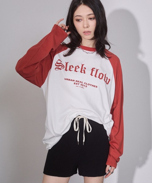 ENVYM(アンビー)の「ラグランビッグロンT(Tシャツ/カットソー・レディース・ブラック/ブラウン/レッド・FREE)」の1枚目の写真