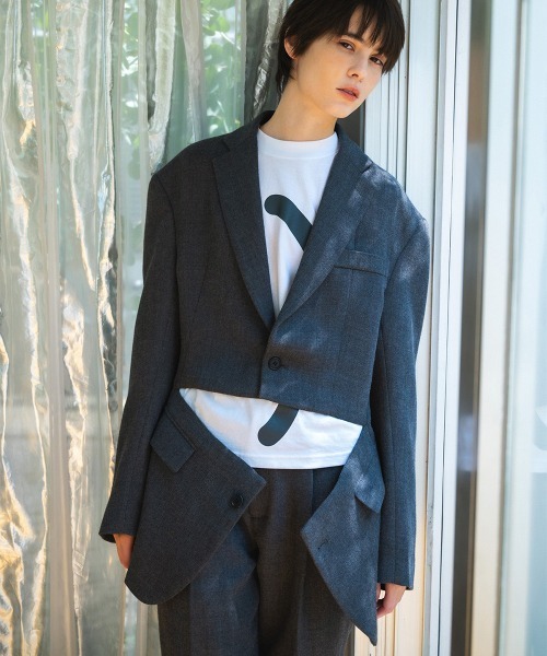 soduk(スドーク)の「【soduk】cut cut jacket(テーラードジャケット・レディース・グレー/ネイビー・ONE SIZE)」の1枚目の写真