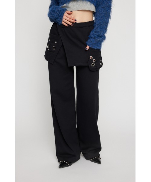 LAGUA GEM（ラグアジェム）の「2PIECE EYELET スウェットパンツ（スウェットパンツ・レディース・ブラック/杢グレー・SMALL/MEDIUM）」の2枚目の写真