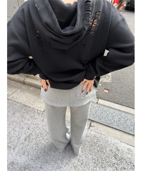 LAGUA GEM（ラグアジェム）の「2PIECE EYELET スウェットパンツ（スウェットパンツ・レディース・ブラック/杢グレー・SMALL/MEDIUM）」の21枚目の写真