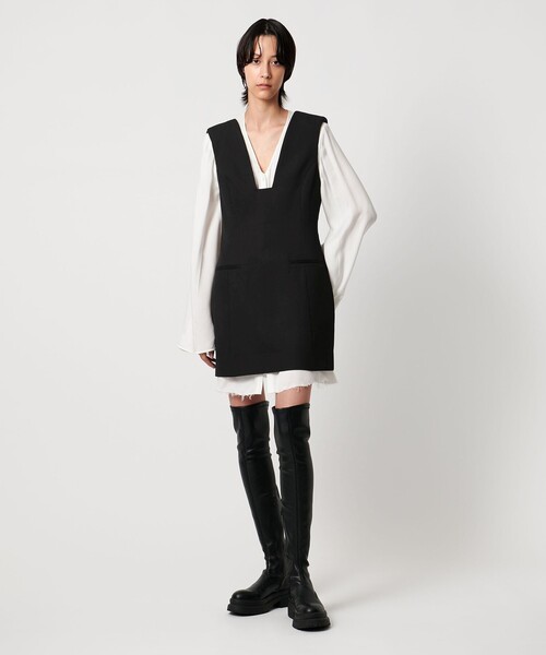 AEWEN MATOPH(イウエン マトフ)の「<AEWEN MATOPH>スクエアネックミニワンピース(ワンピース・レディース・ブラック/ダークブラウン・FREE)」の1枚目の写真