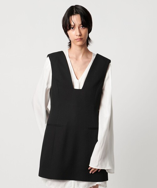 AEWEN MATOPH(イウエン マトフ)の「<AEWEN MATOPH>スクエアネックミニワンピース(ワンピース・レディース・ブラック/ダークブラウン・FREE)」の7枚目の写真