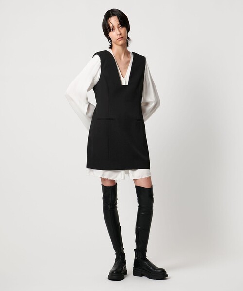 AEWEN MATOPH(イウエン マトフ)の「<AEWEN MATOPH>スクエアネックミニワンピース(ワンピース・レディース・ブラック/ダークブラウン・FREE)」の8枚目の写真