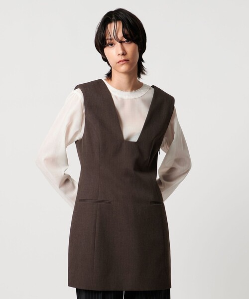 AEWEN MATOPH(イウエン マトフ)の「<AEWEN MATOPH>スクエアネックミニワンピース(ワンピース・レディース・ブラック/ダークブラウン・FREE)」の10枚目の写真