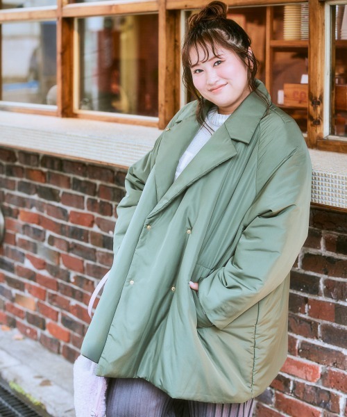 大きいサイズ＞ミディアム丈中わたモンスターコート（ダウンジャケット