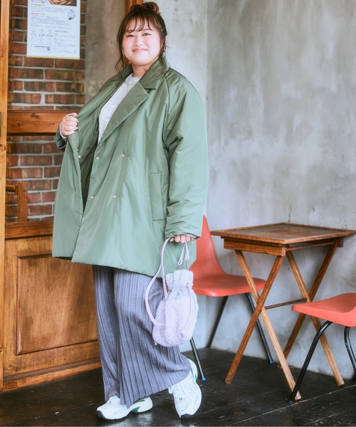 SMILE LAND（スマイルランド）の「＜大きいサイズ＞ミディアム丈中わたモンスターコート（ダウンジャケット/コート・レディース・カーキ系/ブラック/グレー・3L～4L/L～LL/5L～6L）」の9枚目の写真