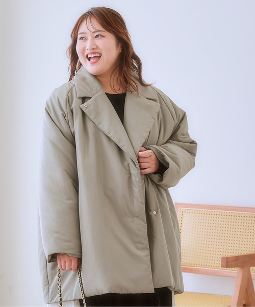 SMILE LAND（スマイルランド）の「＜大きいサイズ＞ミディアム丈中わたモンスターコート（ダウンジャケット/コート・レディース・カーキ系/ブラック/グレー・3L～4L/L～LL/5L～6L）」の10枚目の写真