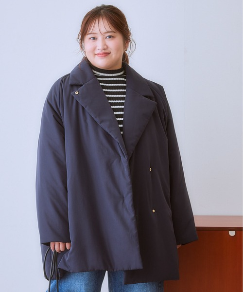 SMILE LAND（スマイルランド）の「＜大きいサイズ＞ミディアム丈中わたモンスターコート（ダウンジャケット/コート・レディース・カーキ系/ブラック/グレー・3L～4L/L～LL/5L～6L）」の14枚目の写真