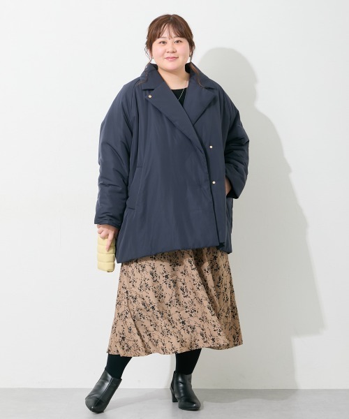 SMILE LAND（スマイルランド）の「＜大きいサイズ＞ミディアム丈中わたモンスターコート（ダウンジャケット/コート・レディース・カーキ系/ブラック/グレー・3L～4L/L～LL/5L～6L）」の5枚目の写真