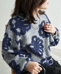 BIGフラワーモチーフジャガードプルオーバー
