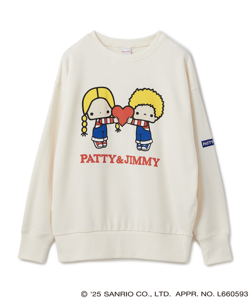 sanrio（サンリオ）の「【sanrio characters】パティ＆ジミープリント裏毛ドロップショルダーレトロプリントスウェットプルオーバー《サンリオキャラクターズ》（スウェット・レディース・ブラック/アイボリー・LL/L/M）」の8枚目の写真