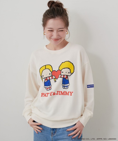 sanrio（サンリオ）の「【sanrio characters】パティ＆ジミープリント裏毛ドロップショルダーレトロプリントスウェットプルオーバー《サンリオキャラクターズ》（スウェット・レディース・ブラック/アイボリー・LL/L/M）」の12枚目の写真