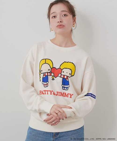 sanrio（サンリオ）の「【sanrio characters】パティ＆ジミープリント裏毛ドロップショルダーレトロプリントスウェットプルオーバー《サンリオキャラクターズ》（スウェット・レディース・ブラック/アイボリー・LL/L/M）」の19枚目の写真