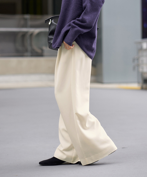 セール】ウォッシャブル アセテートツイルタックパンツ（その他パンツ