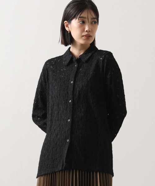 Gready Brilliant（グレディブリリアン）の「起毛フラワーレースシャツ（Tシャツ/カットソー・レディース・ブラック/アイボリー・FREE）」の14枚目の写真