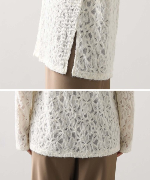 Gready Brilliant（グレディブリリアン）の「起毛フラワーレースシャツ（Tシャツ/カットソー・レディース・ブラック/アイボリー・FREE）」の6枚目の写真