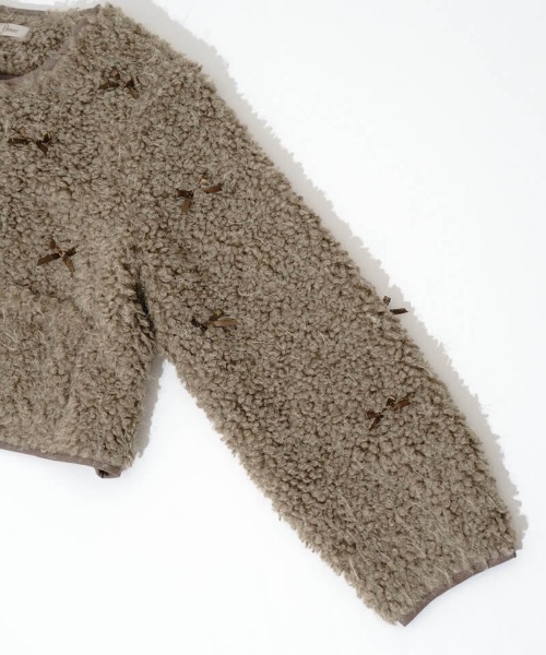 flower（フラワー）の「リボンボアジャケット（ノーカラージャケット・レディース・アイボリー/ブラウン・FREE）」の19枚目の写真