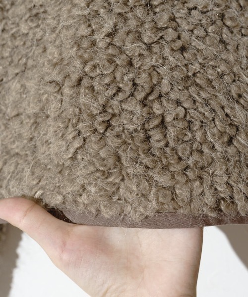 flower（フラワー）の「リボンボアジャケット（ノーカラージャケット・レディース・アイボリー/ブラウン・FREE）」の20枚目の写真