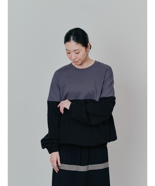 DOLLUPOOPS（ドールアップウップス）の「配色スウェットギャザートップス（スウェット・レディース・ワインレッド/カーキ/ブラック・38）」の13枚目の写真