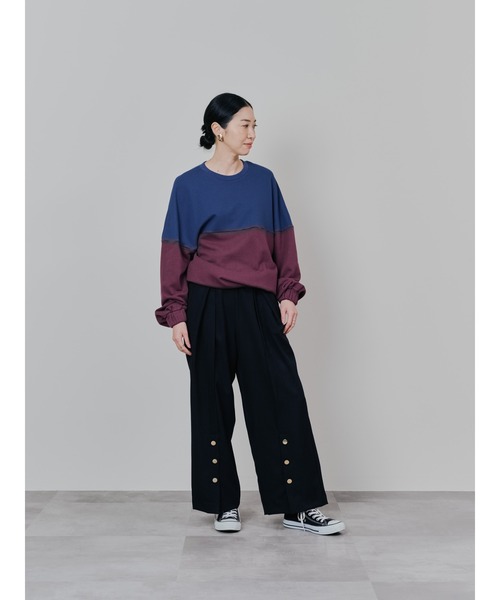 DOLLUPOOPS（ドールアップウップス）の「配色スウェットギャザートップス（スウェット・レディース・ワインレッド/カーキ/ブラック・38）」の7枚目の写真