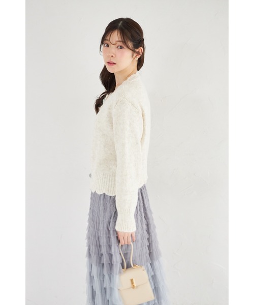 tocco closet（トッコ　クローゼット）の「【ZOZO限定】カラフルハート釦スカラップニットカーディガン（カーディガン/ボレロ・レディース・アイボリー/グレー・M）」の9枚目の写真