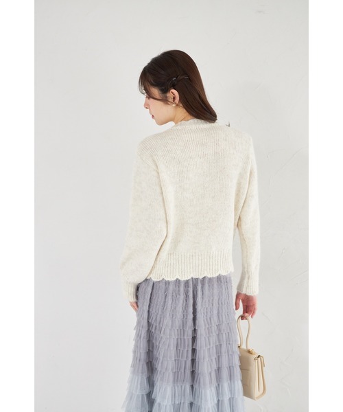 tocco closet（トッコ　クローゼット）の「【ZOZO限定】カラフルハート釦スカラップニットカーディガン（カーディガン/ボレロ・レディース・アイボリー/グレー・M）」の10枚目の写真