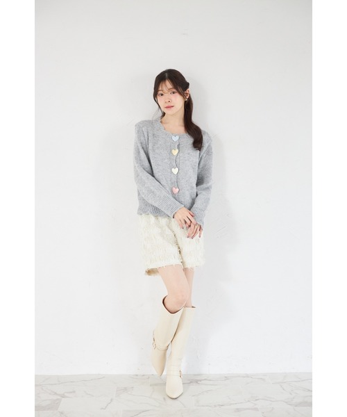 tocco closet（トッコ　クローゼット）の「【ZOZO限定】カラフルハート釦スカラップニットカーディガン（カーディガン/ボレロ・レディース・アイボリー/グレー・M）」の11枚目の写真