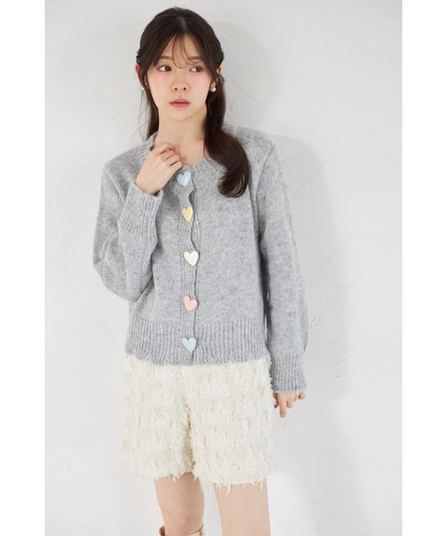 tocco closet（トッコ　クローゼット）の「【ZOZO限定】カラフルハート釦スカラップニットカーディガン（カーディガン/ボレロ・レディース・アイボリー/グレー・M）」の14枚目の写真